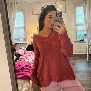 Aerie Off-the-Shoulder Rose Sweater